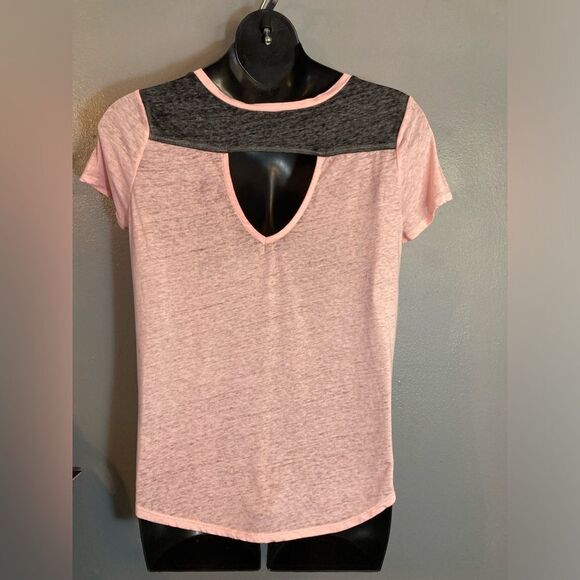 No Boundaries pink elephants semi sheer cut out back T-shirt - Picture 4 of 6